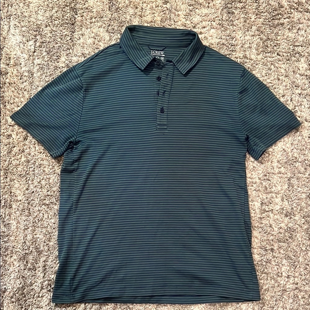 J. Crew Blue and Green Striped Polo Shirt